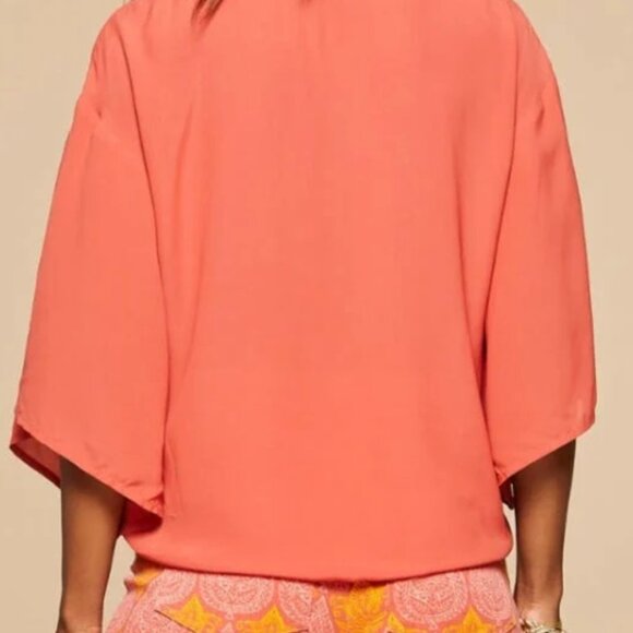 NWT Spartina Paprika Delilah top 3/4 Sleeve Tie-Front Blouse XL - Picture 6 of 6
